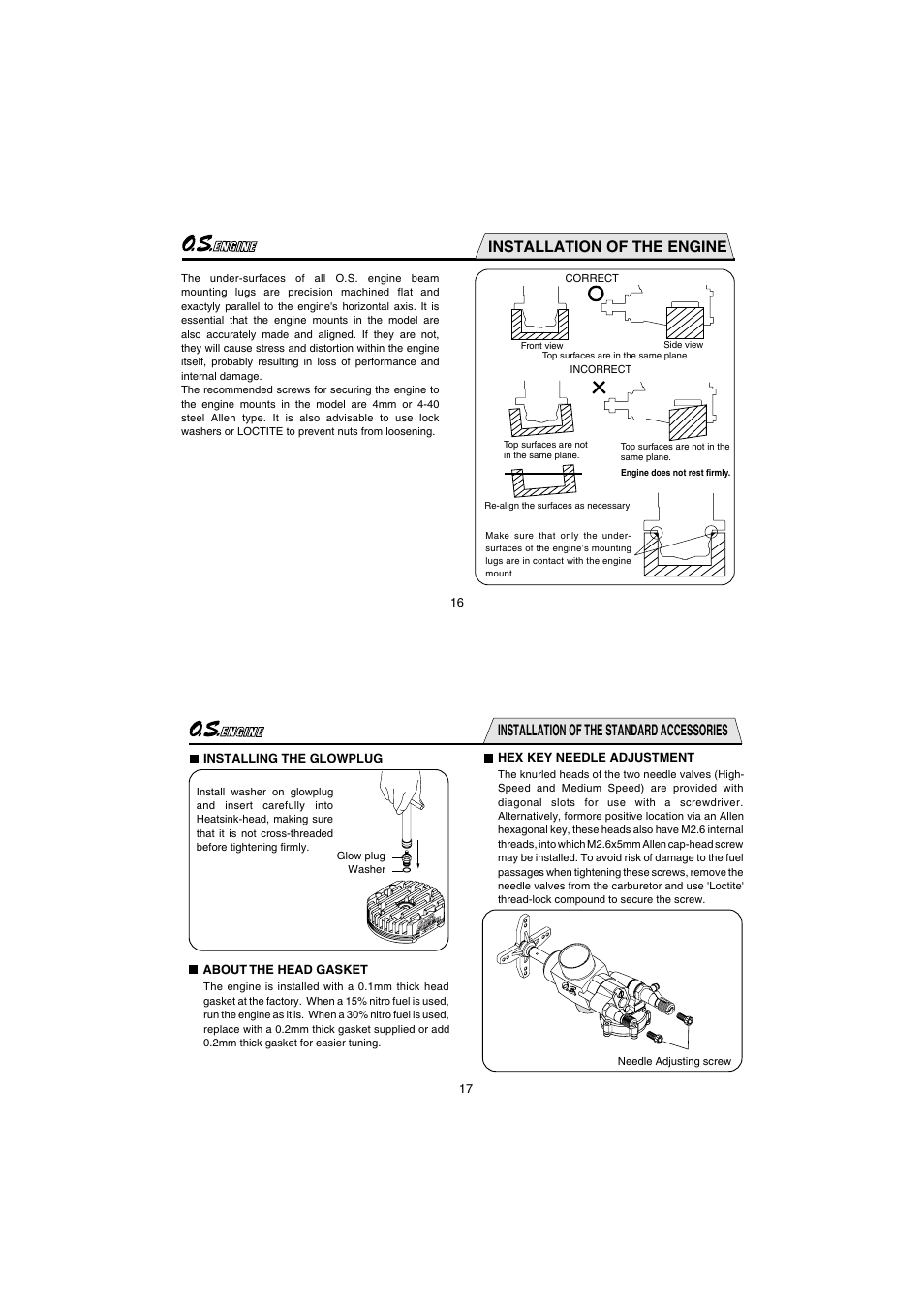 Installation of the engine, Installation of the standard accessories | O.S. Engines 91HZ-R 3C User Manual | Page 9 / 27