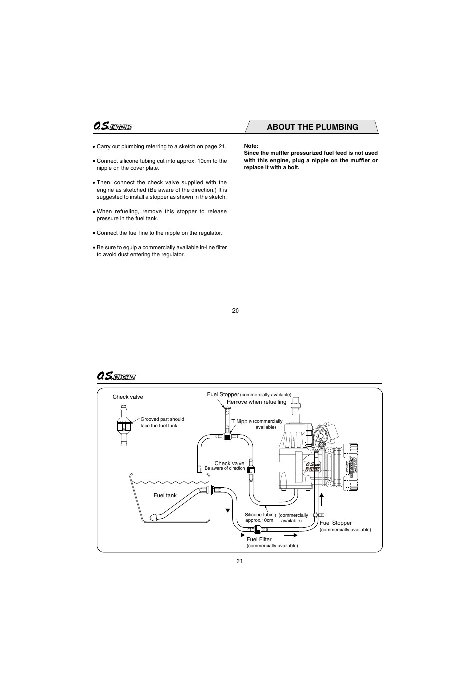 About the plumbing | O.S. Engines 91HZ-R 3D User Manual | Page 11 / 25