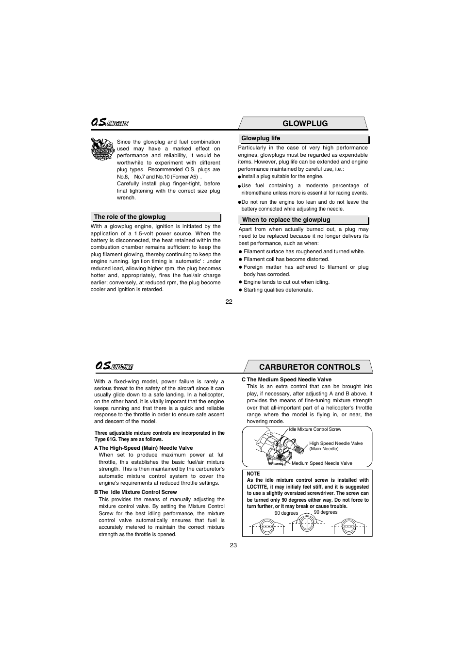 Glowplug, Carburetor controls | O.S. Engines 91HZ-R 3D User Manual | Page 12 / 25