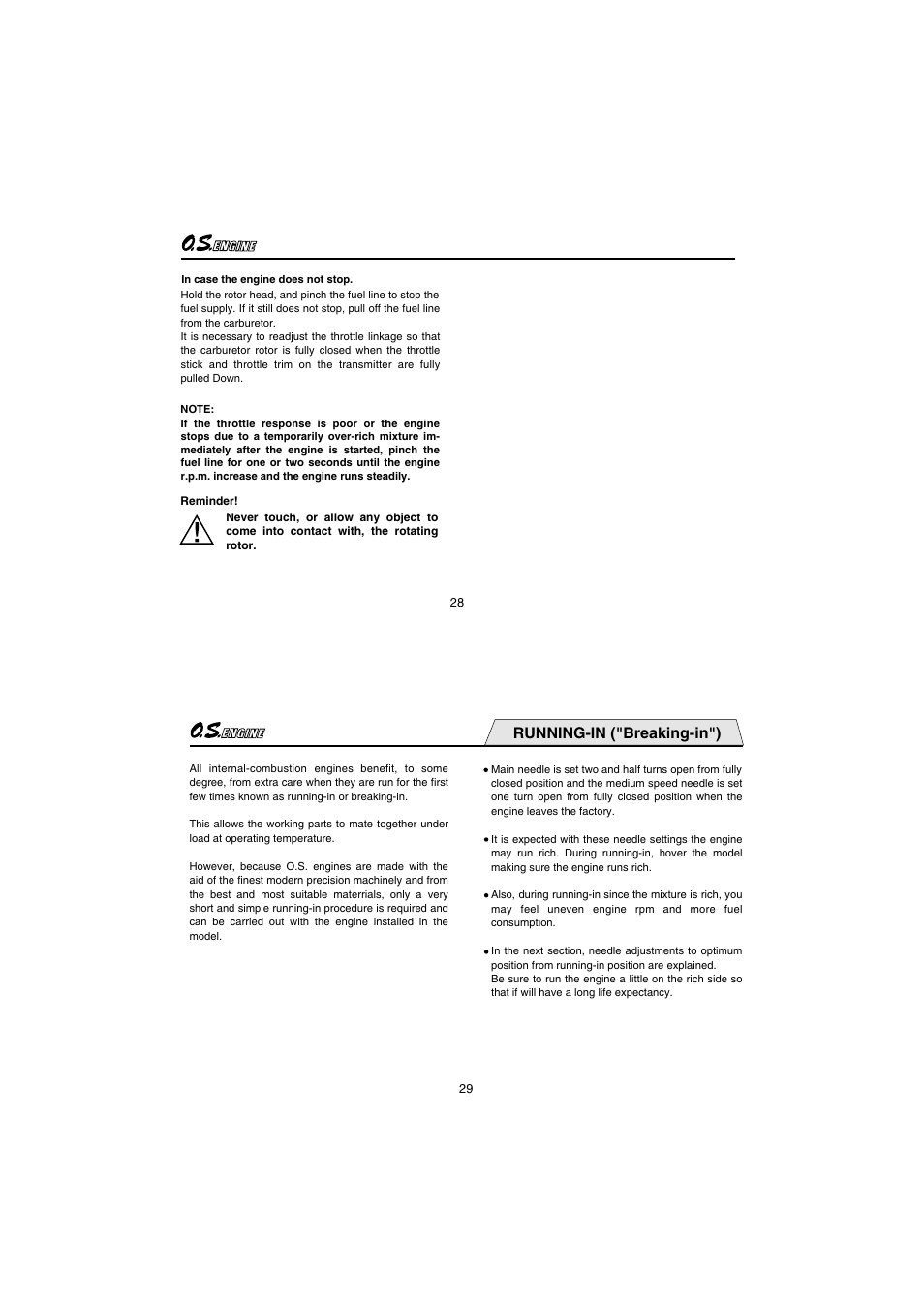 Running-in ("breaking-in") | O.S. Engines 91HZ-R 3D User Manual | Page 15 / 25