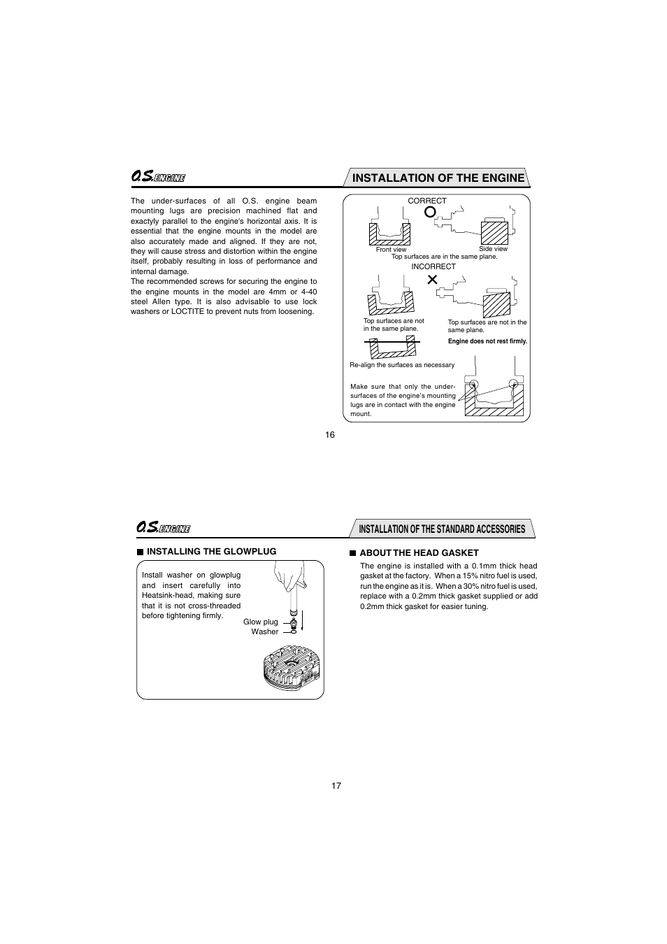 Installation of the engine, Installation of the standard accessories | O.S. Engines 91HZ-R 3D User Manual | Page 9 / 25