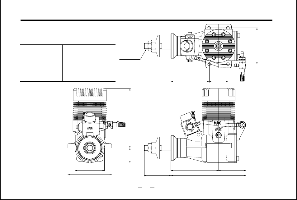 Three view drawing, Dimensions(mm), Specifications | O.S. Engines 108FSR User Manual | Page 26 / 28