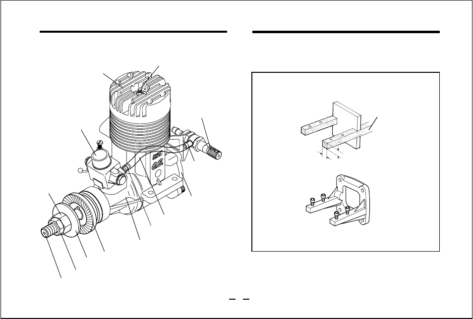 Installation of the engine, Basic engine parts | O.S. Engines 108FSR User Manual | Page 9 / 28