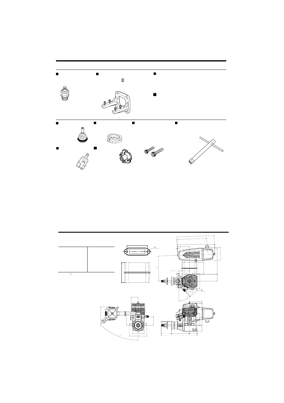 O.s. genuine parts & accessories, Three view drawing | O.S. Engines 120AX User Manual | Page 24 / 25