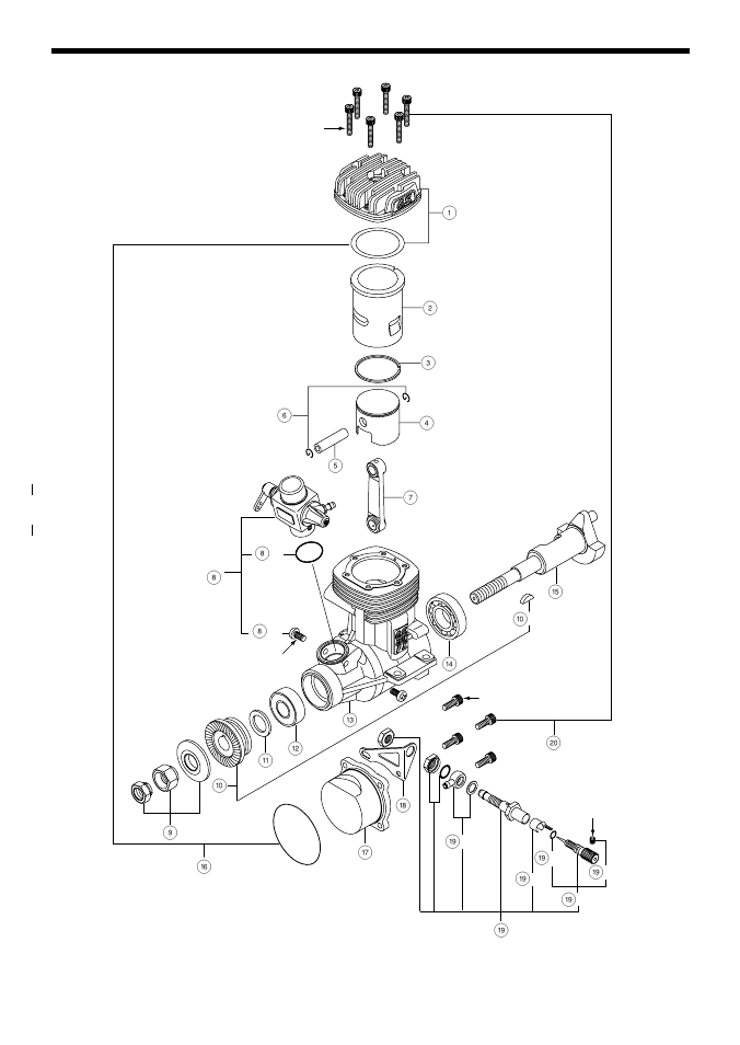 Engine exploded view | O.S. Engines 160FX Ring User Manual | Page 17 / 20