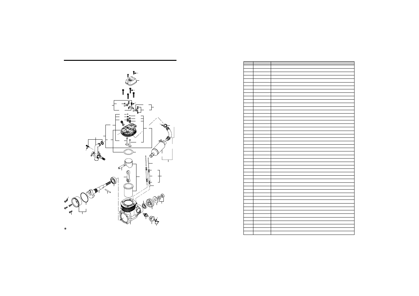 Engine exploded view | O.S. Engines FL-70 User Manual | Page 20 / 23