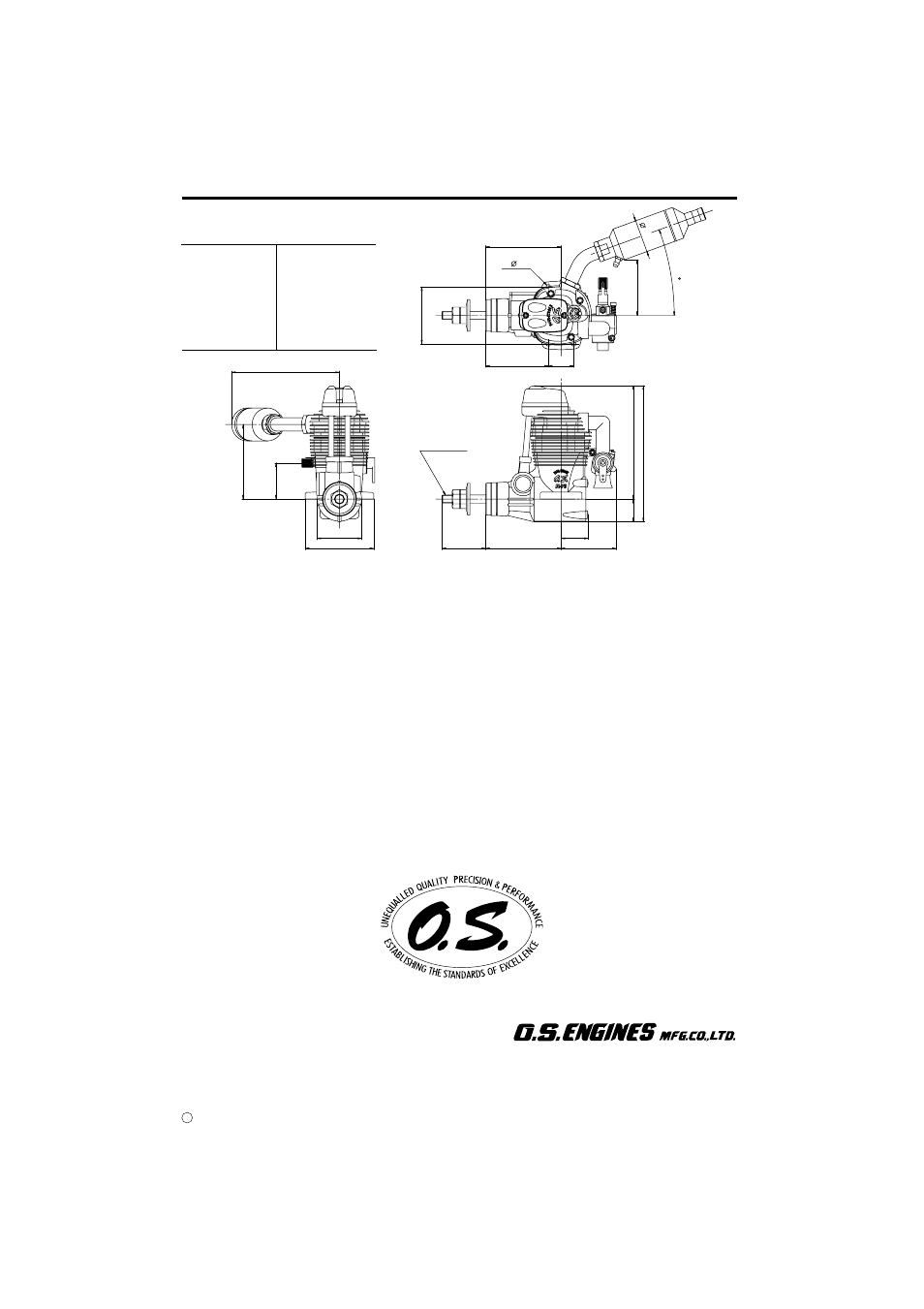 Three view drawing | O.S. Engines FL-70 User Manual | Page 23 / 23