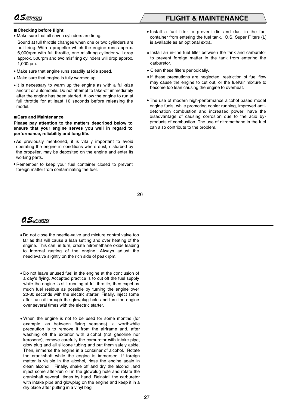 Flight & maintenance | O.S. Engines Sirius7 FR7-420 User Manual | Page 14 / 18