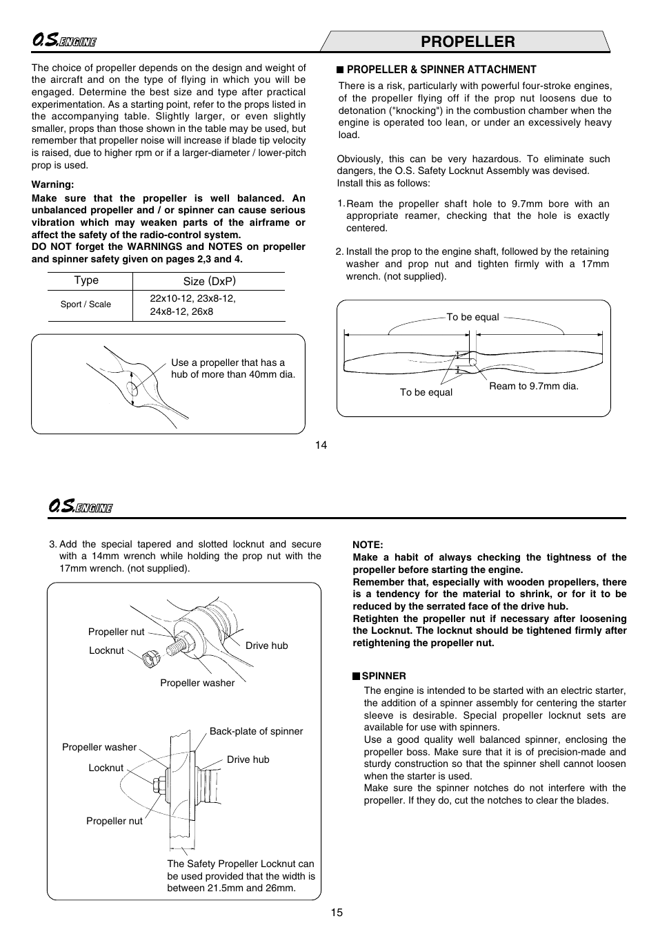 Propeller | O.S. Engines Sirius7 FR7-420 User Manual | Page 8 / 18