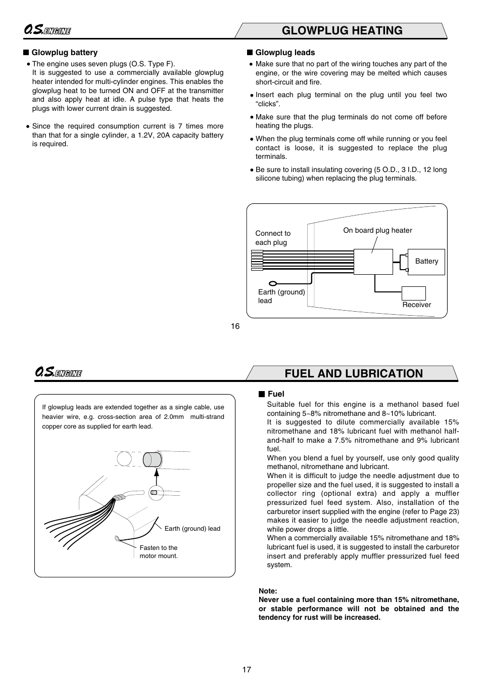 Glowplug heating, Fuel and lubrication | O.S. Engines Sirius7 FR7-420 User Manual | Page 9 / 18