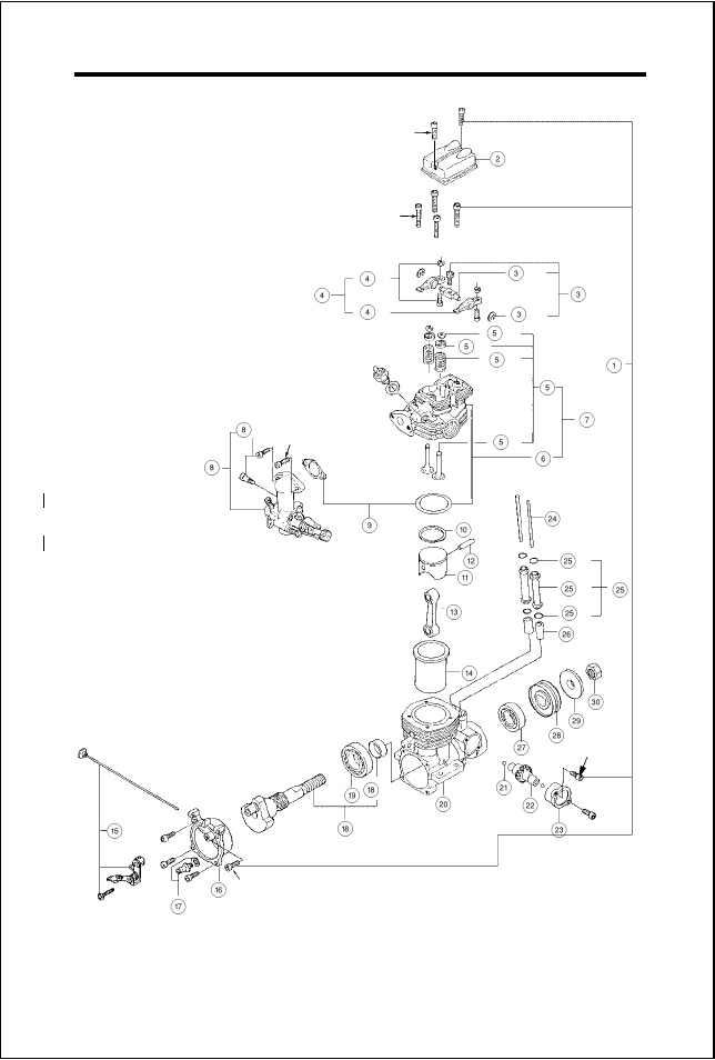 Fs-26s engine exploded view, Type of screw | O.S. Engines FS-40S User Manual | Page 33 / 40