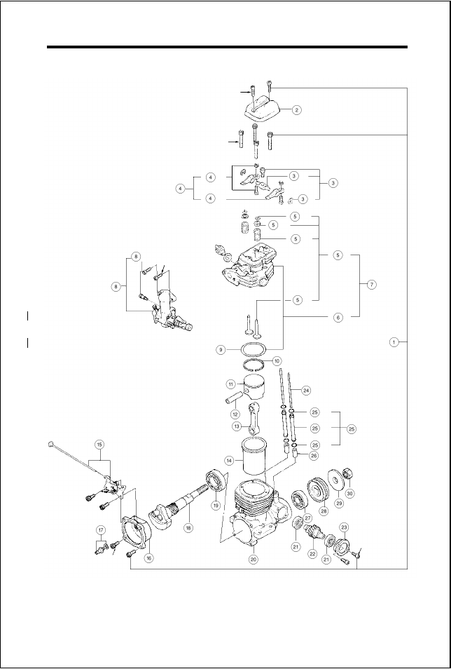 Fs-40s engine exploded view, Type of screw | O.S. Engines FS-40S User Manual | Page 35 / 40