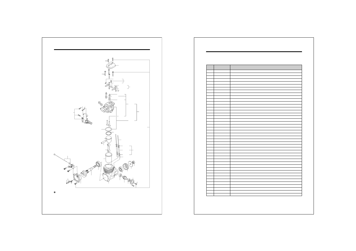 Fs-40s parts list, Fs-40s engine exploded view | O.S. Engines FS-30S User Manual | Page 19 / 22