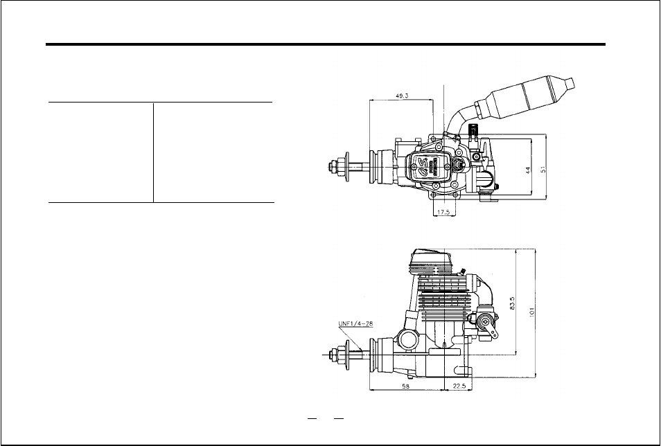 Three view drawing | O.S. Engines FS-52S User Manual | Page 27 / 28