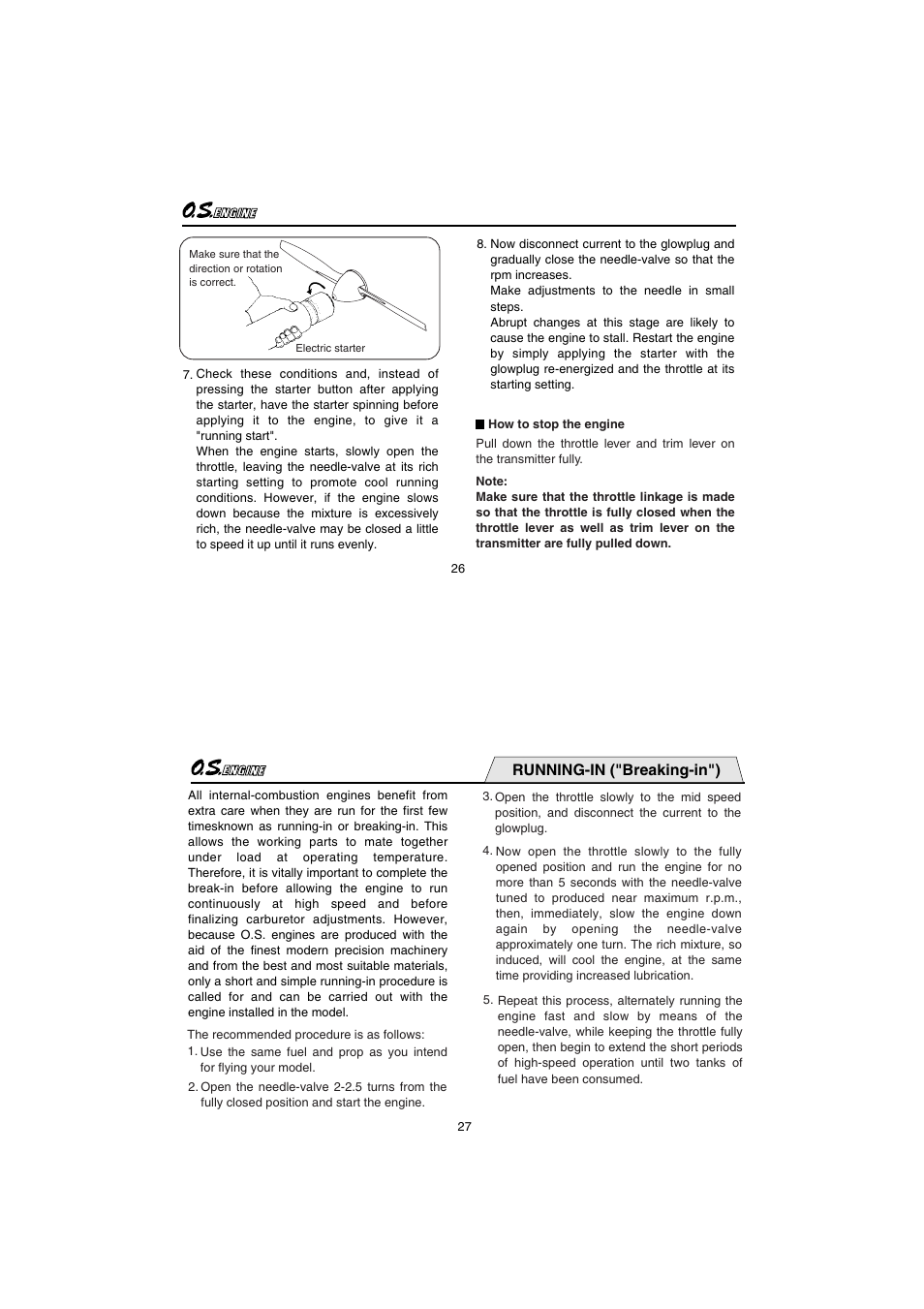 Running-in ("breaking-in") | O.S. Engines FS-56a User Manual | Page 14 / 21