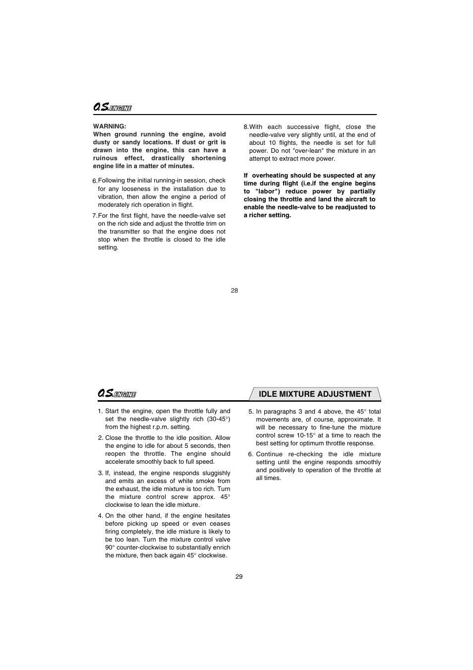 Idle mixture adjustment | O.S. Engines FS-56a User Manual | Page 15 / 21