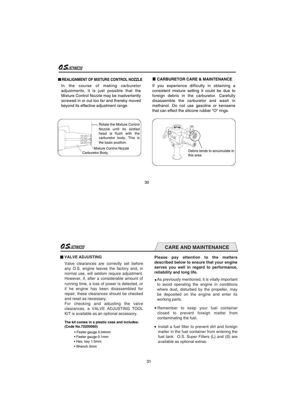 Care and maintenance | O.S. Engines FS-56a User Manual | Page 16 / 21