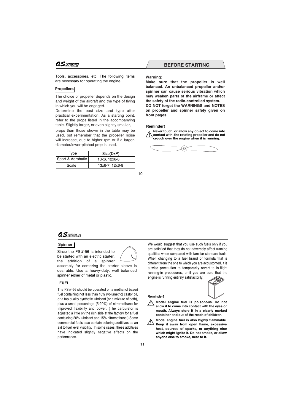 Before starting | O.S. Engines FS-56a User Manual | Page 6 / 21