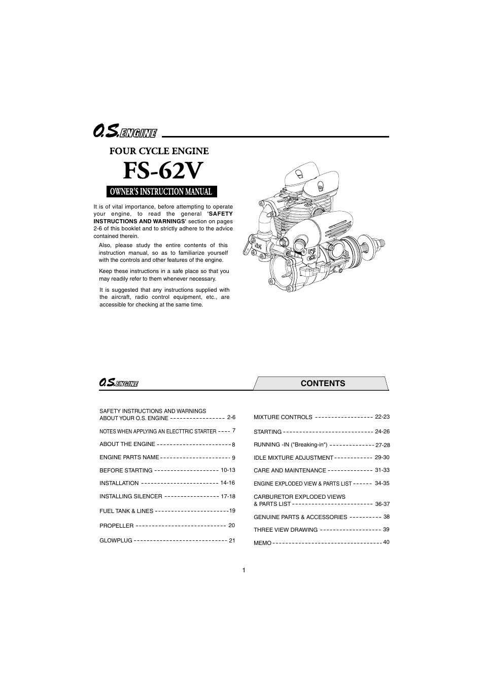 O.S. Engines FS62V User Manual | 21 pages