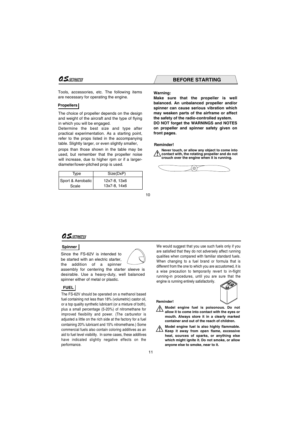 Before starting | O.S. Engines FS62V User Manual | Page 6 / 21