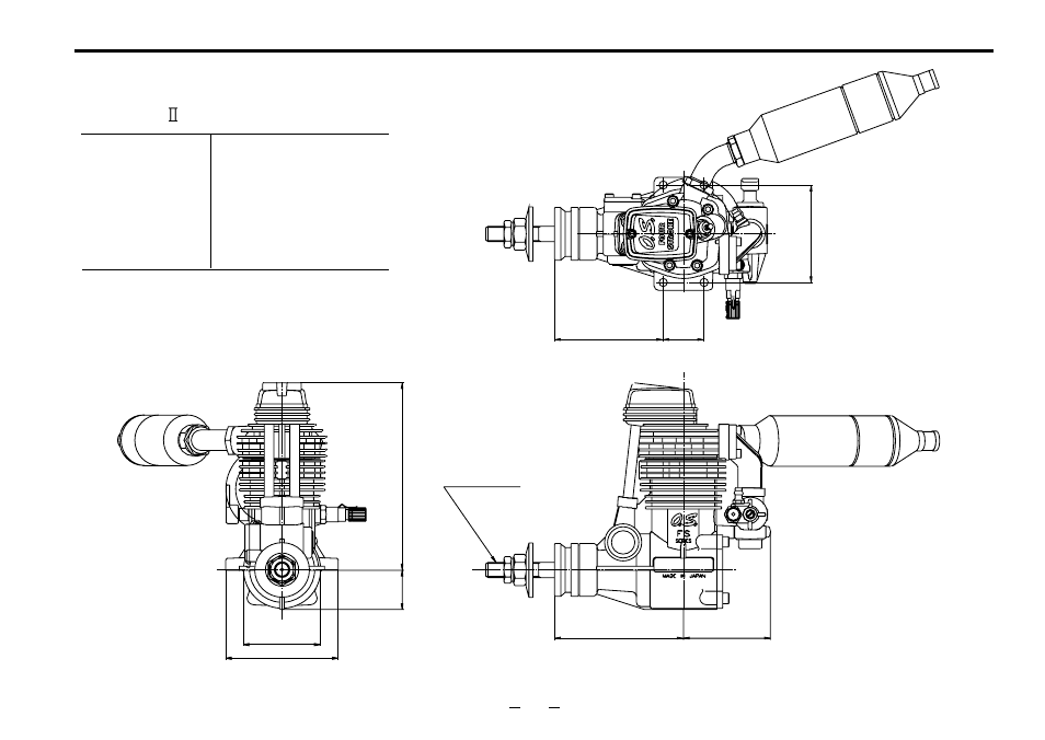 Three view drawing, Fs-70s | O.S. Engines FS-91S II (P) User Manual | Page 29 / 32