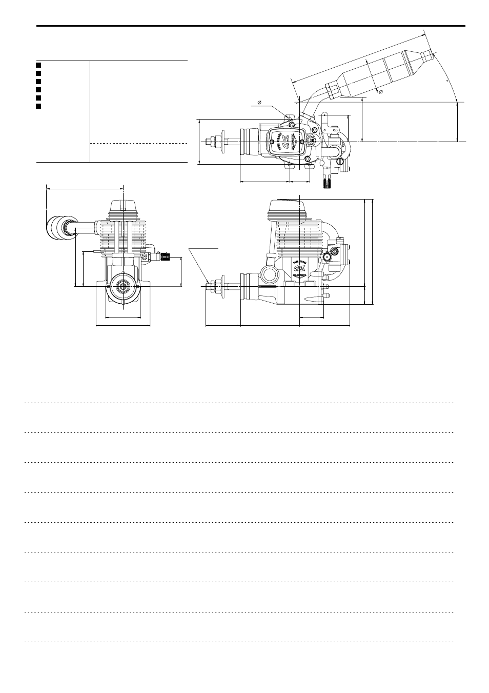Three view drawing | O.S. Engines FS-70 Ultimate User Manual | Page 13 / 14