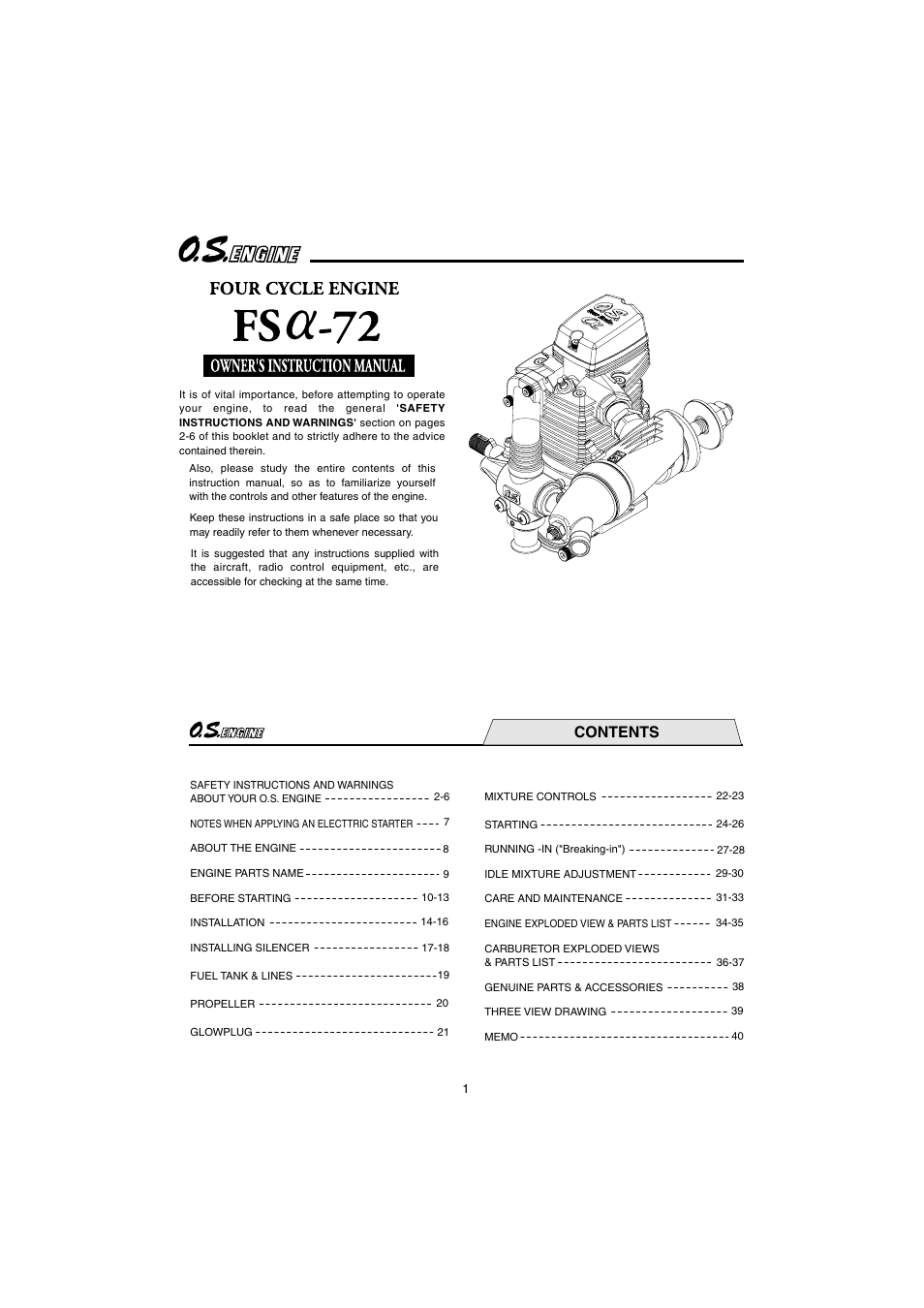 O.S. Engines FS72-a User Manual | 21 pages