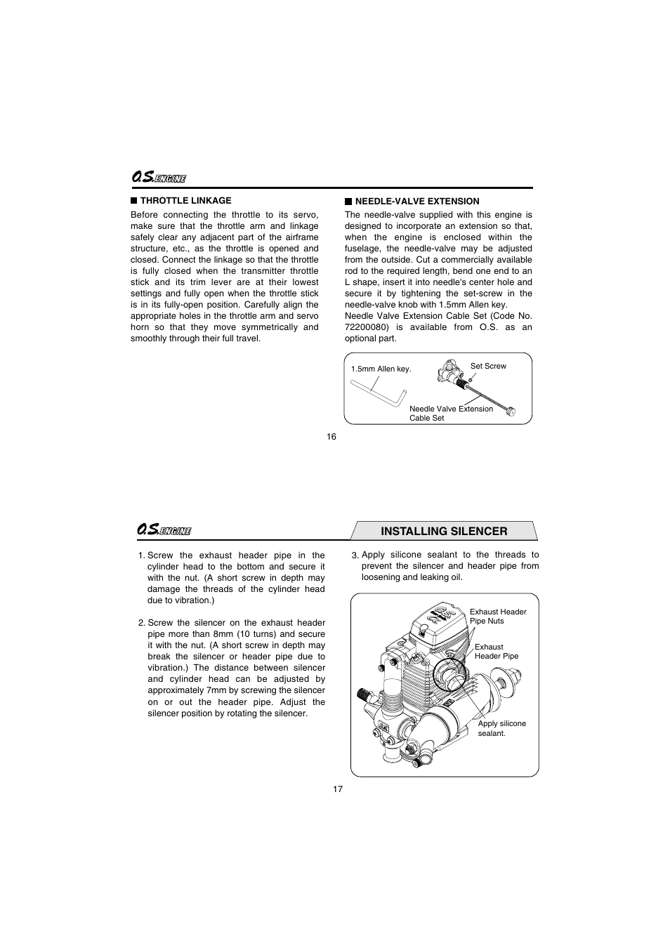 Installing silencer | O.S. Engines FS72-a User Manual | Page 9 / 21