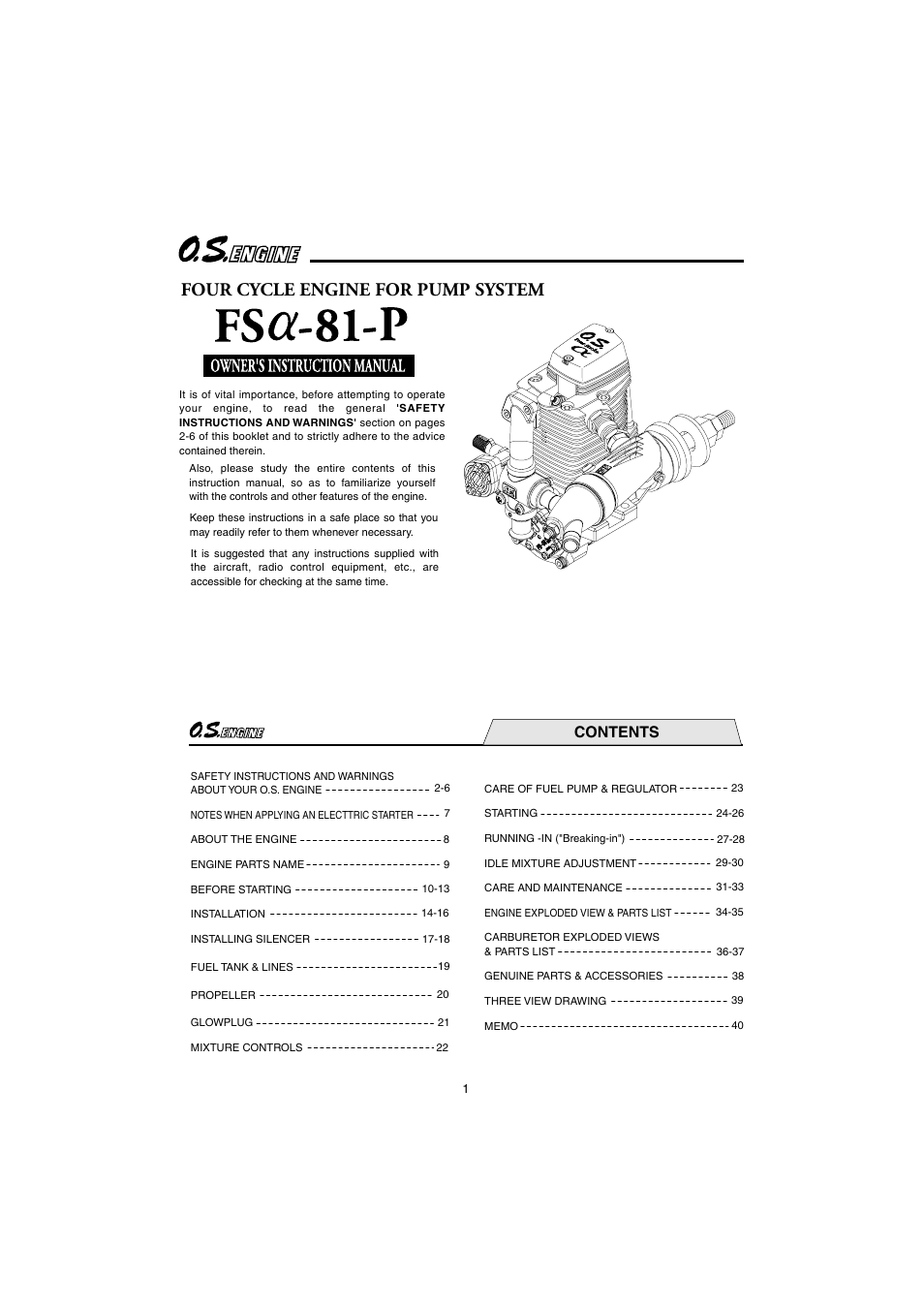 O.S. Engines FS81-a User Manual | 21 pages