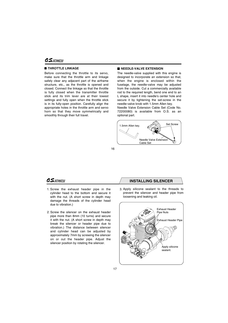 Installing silencer | O.S. Engines FS81-a User Manual | Page 9 / 21