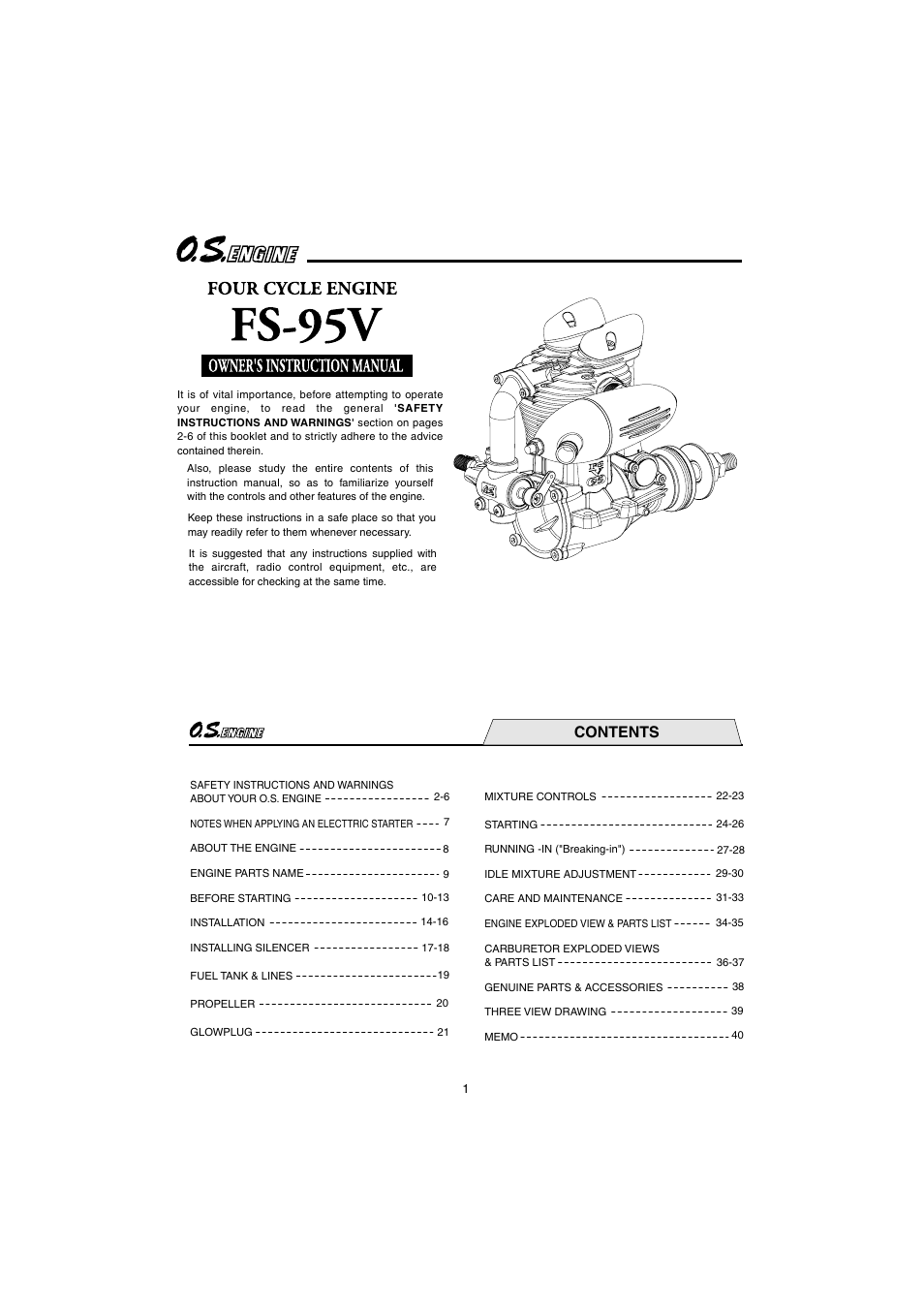 O.S. Engines FS95V User Manual | 21 pages