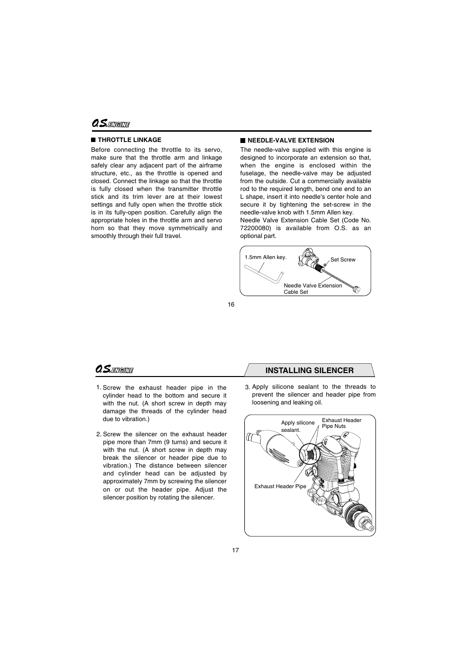 Installing silencer | O.S. Engines FS95V User Manual | Page 9 / 21