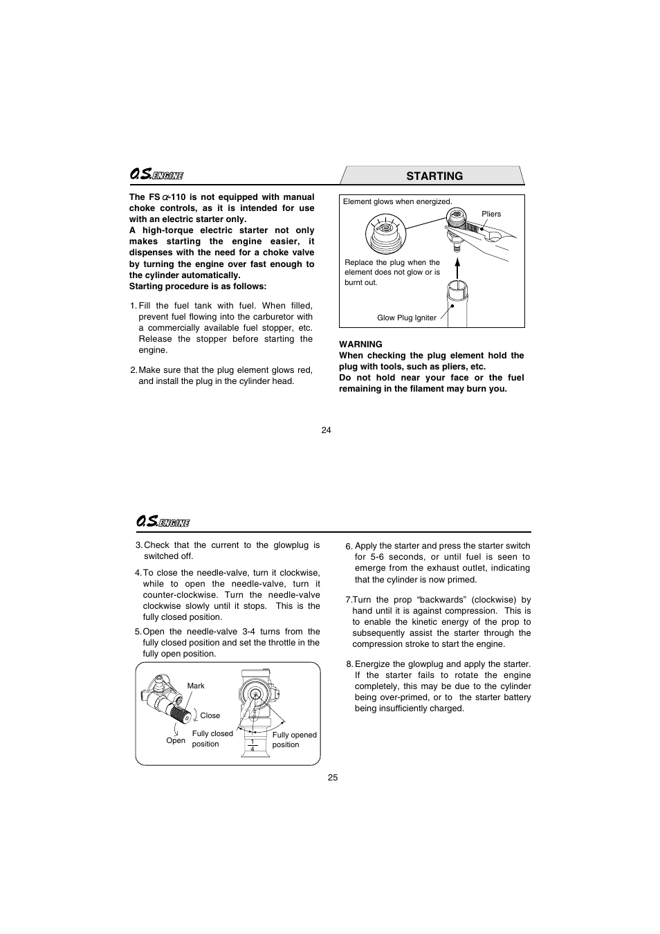 Starting | O.S. Engines FS110-a User Manual | Page 13 / 21