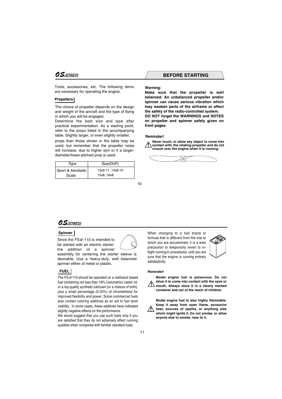 Before starting | O.S. Engines FS110-a User Manual | Page 6 / 21