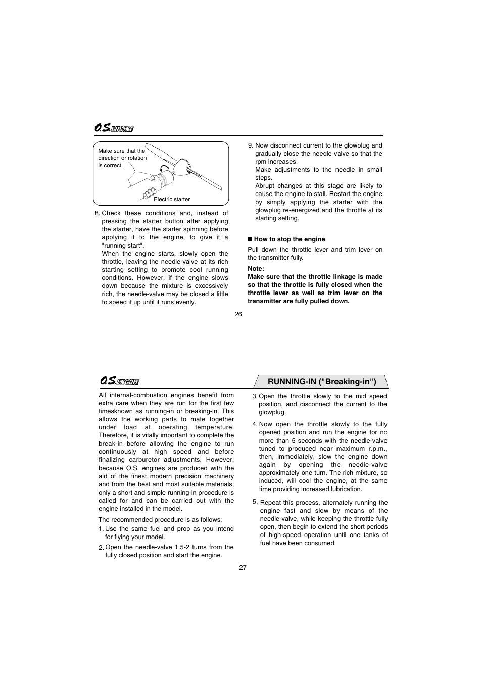 Running-in ("breaking-in") | O.S. Engines FS110-a w/Pump User Manual | Page 14 / 21