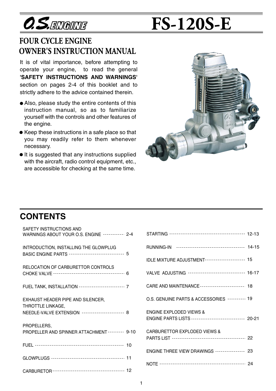 O.S. Engines FS-120S-E User Manual | 13 pages