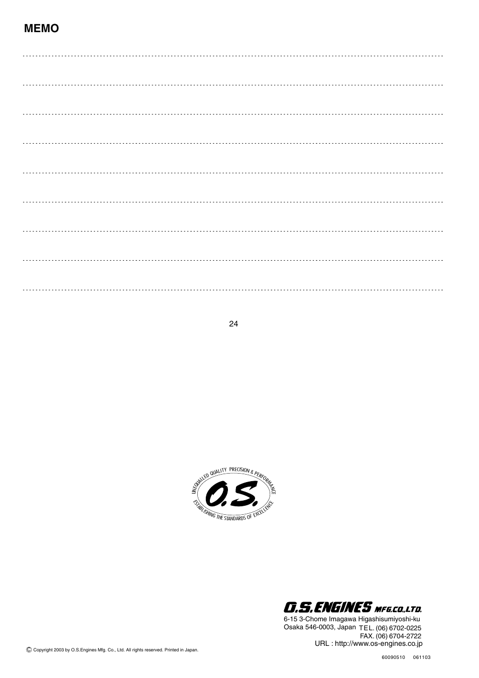 O.S. Engines FS-120S-E User Manual | Page 13 / 13