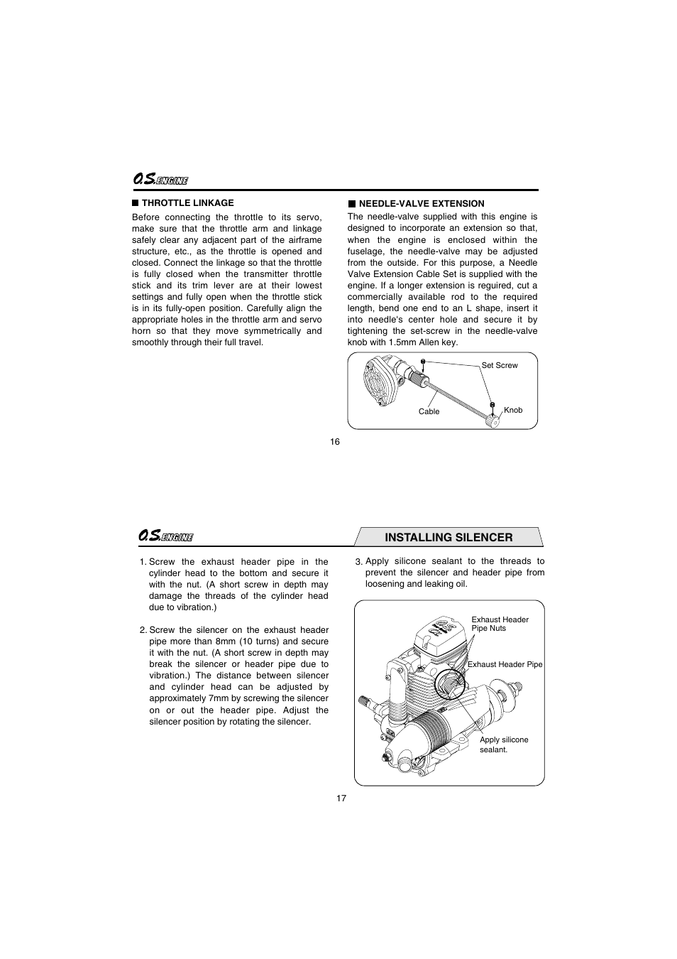 Installing silencer | O.S. Engines FS155-a w/Pump User Manual | Page 9 / 21