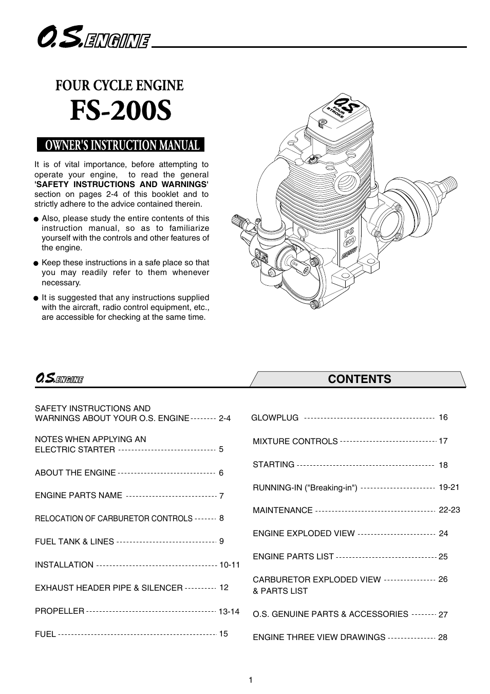 O.S. Engines FS-200S User Manual | 15 pages