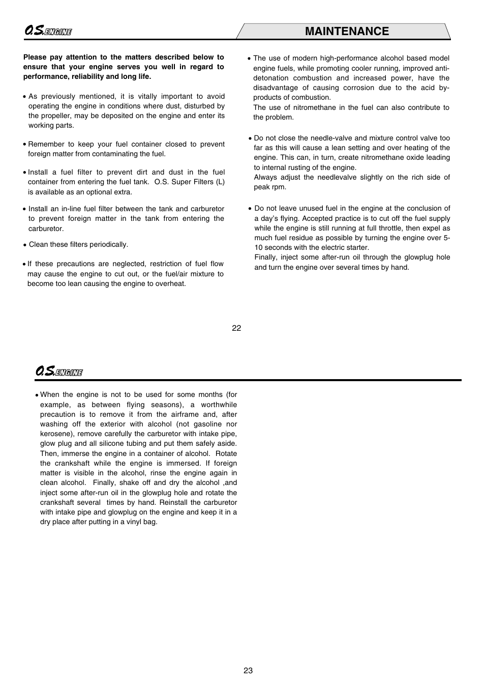 Maintenance | O.S. Engines FS-200S User Manual | Page 12 / 15