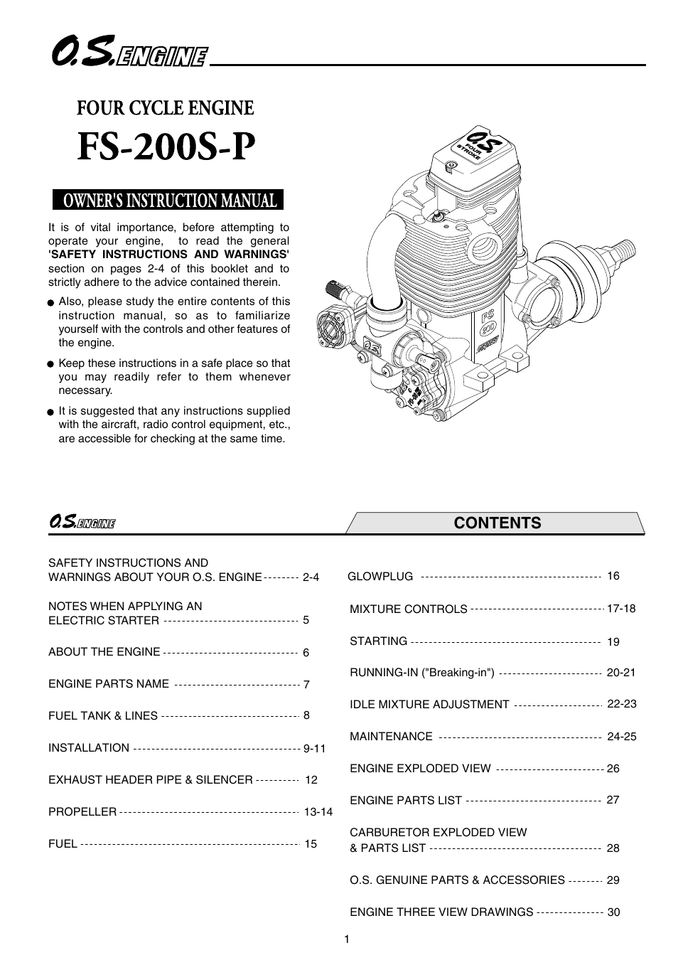 O.S. Engines FS-200S-P User Manual | 16 pages