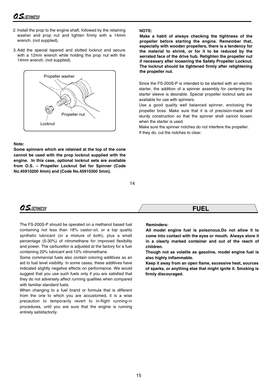 Fuel | O.S. Engines FS-200S-P User Manual | Page 8 / 16