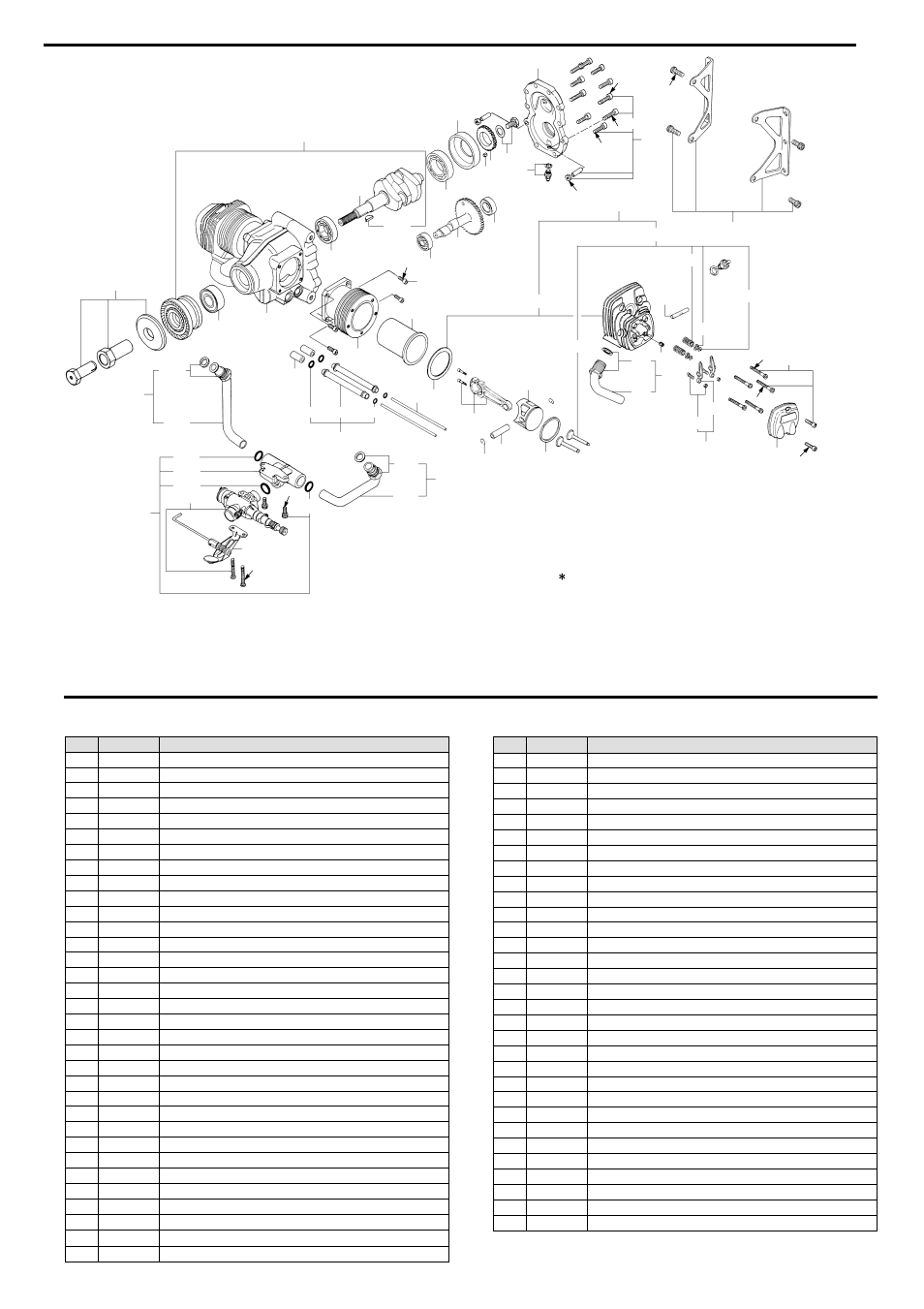 Exploded view, Parts list | O.S. Engines FT-300 Gemini User Manual | Page 15 / 17