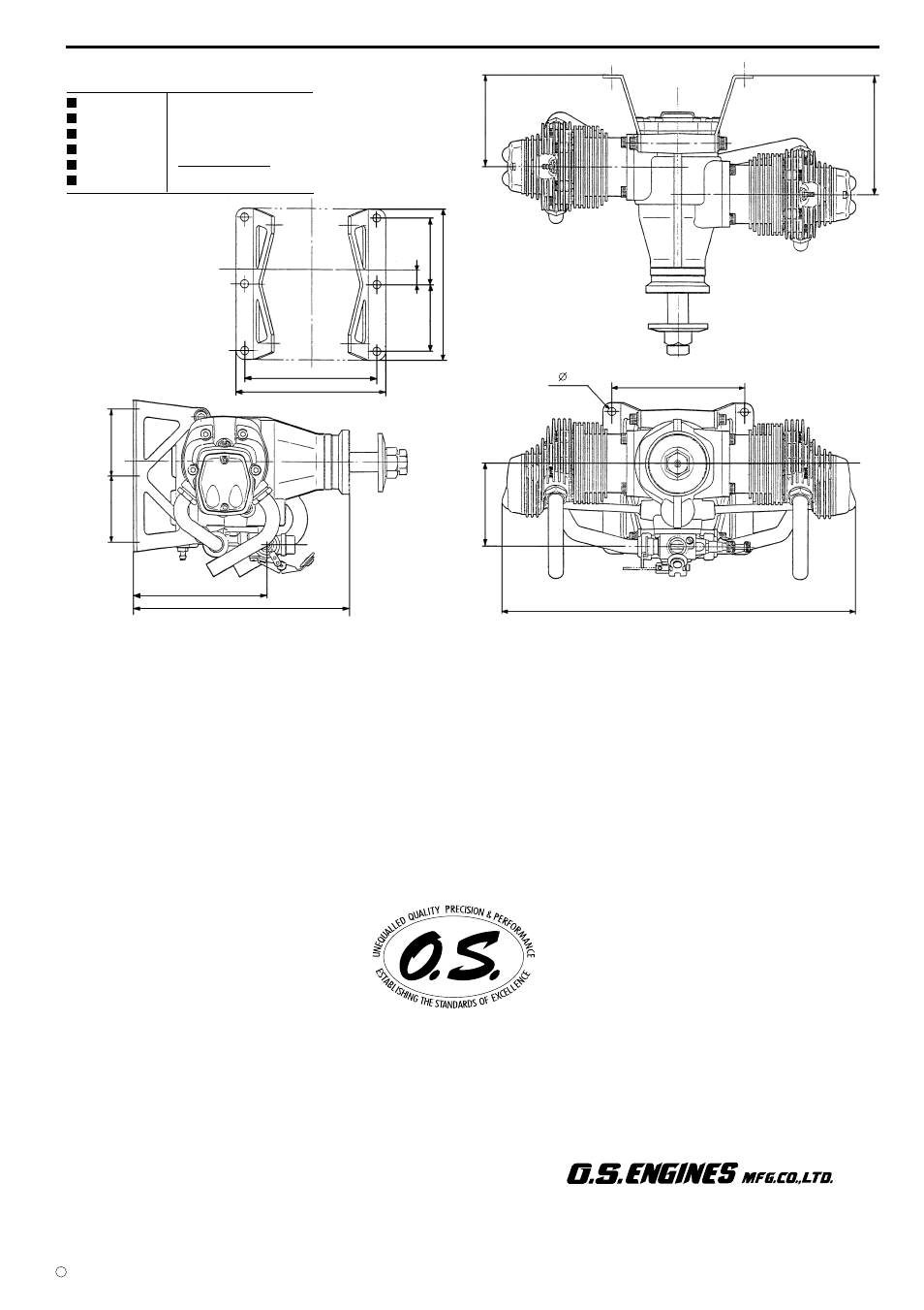 Three view drawing | O.S. Engines FT-300 Gemini User Manual | Page 17 / 17