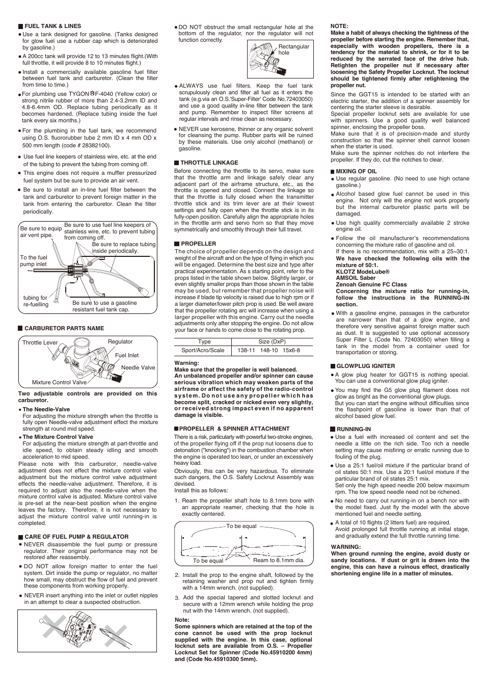 O.S. Engines GGT15 User Manual | Page 2 / 4