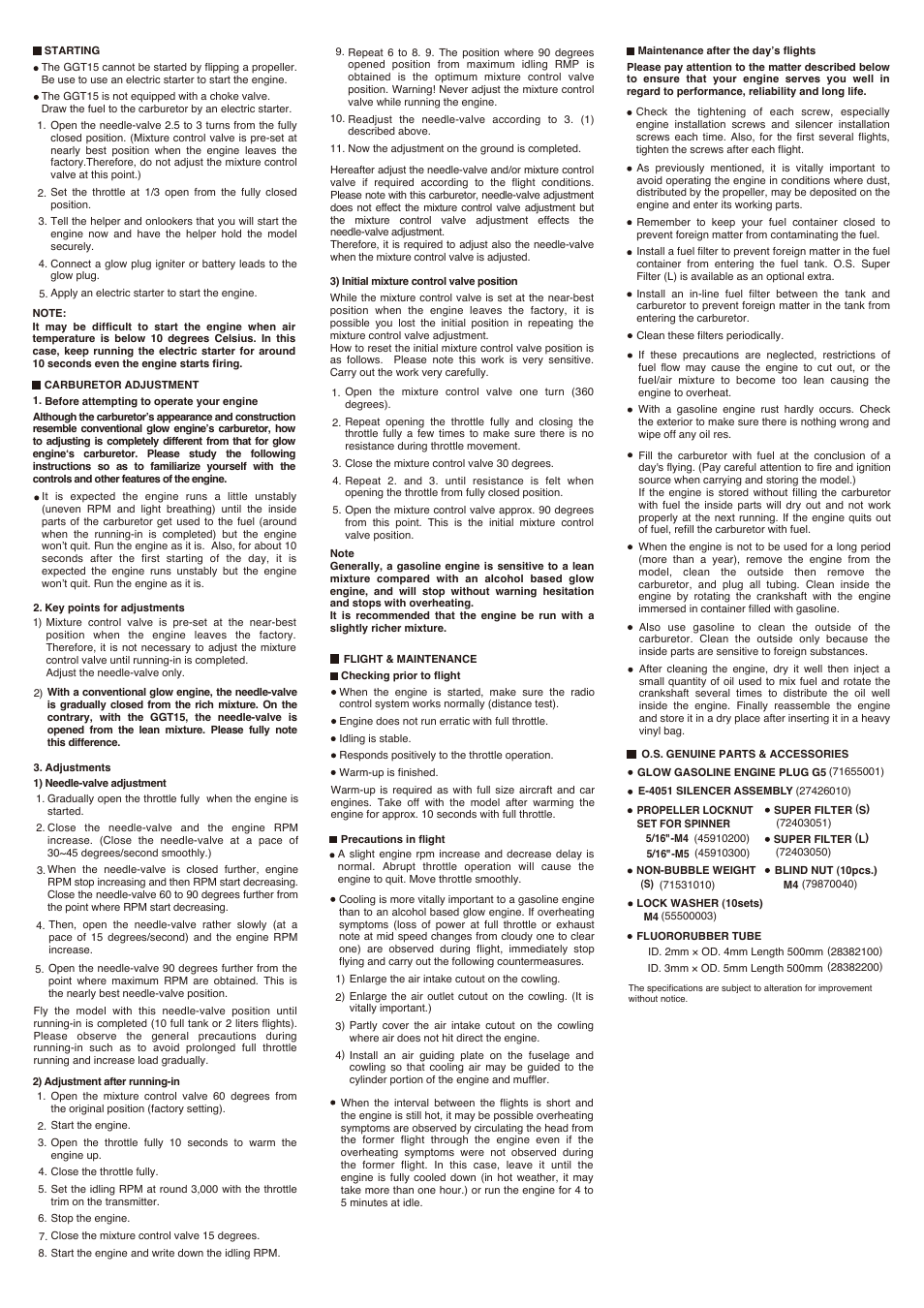 O.S. Engines GGT15 User Manual | Page 3 / 4