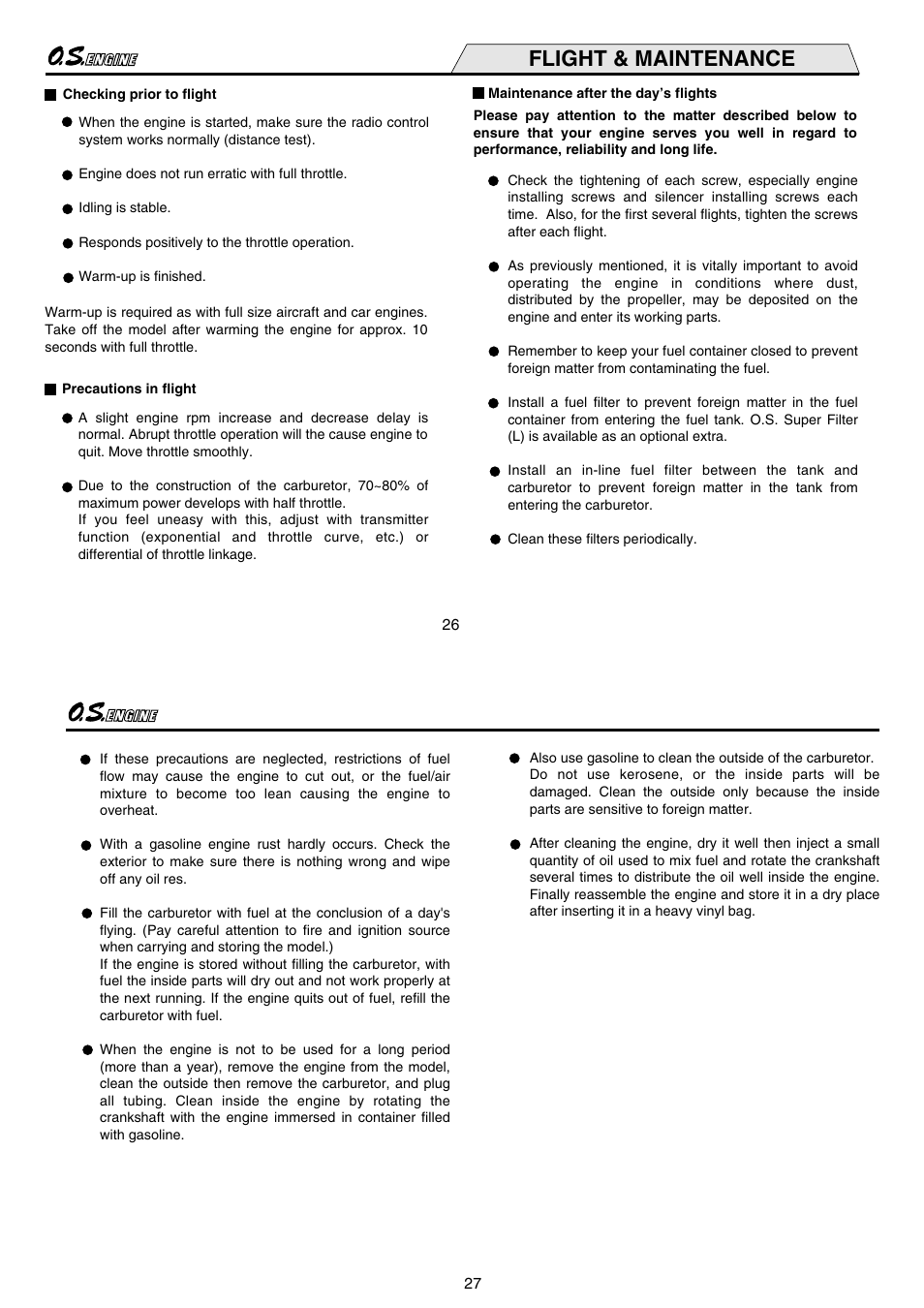 Flight & maintenance | O.S. Engines GT55 User Manual | Page 14 / 18