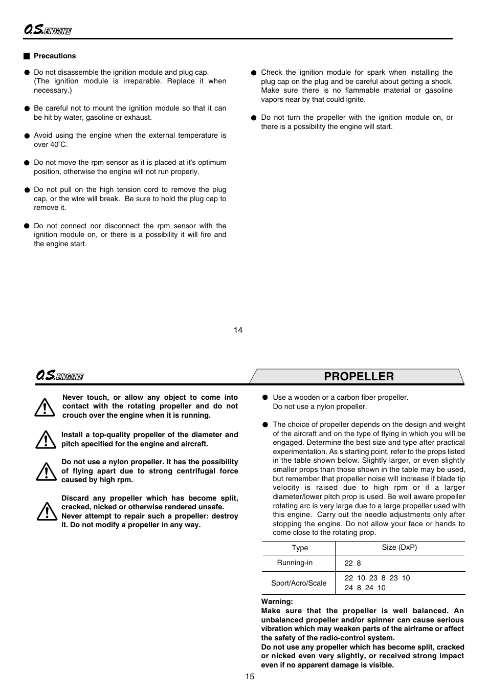 Propeller | O.S. Engines GT55 User Manual | Page 8 / 18