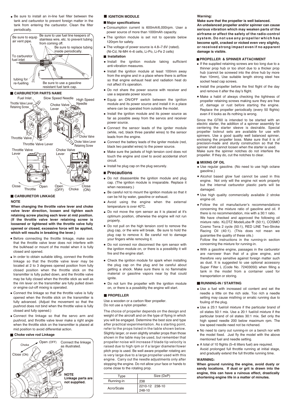 O.S. Engines GT60 User Manual | Page 2 / 4