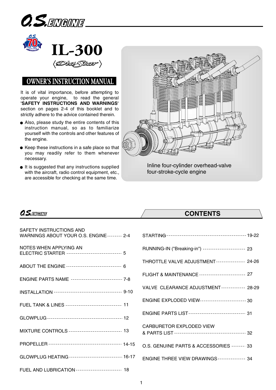 O.S. Engines IL-300 User Manual | 18 pages